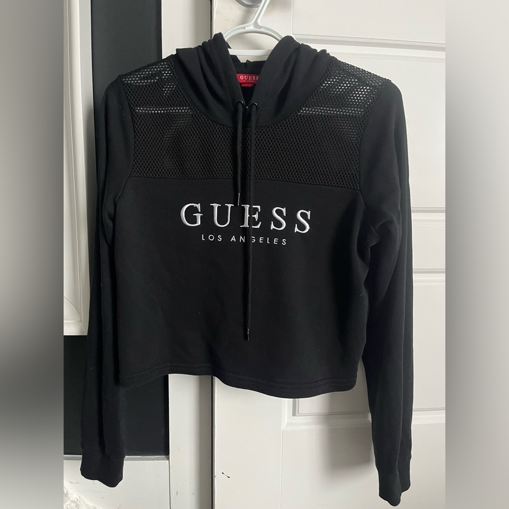 GUESS Black Mesh Detail Hoodie